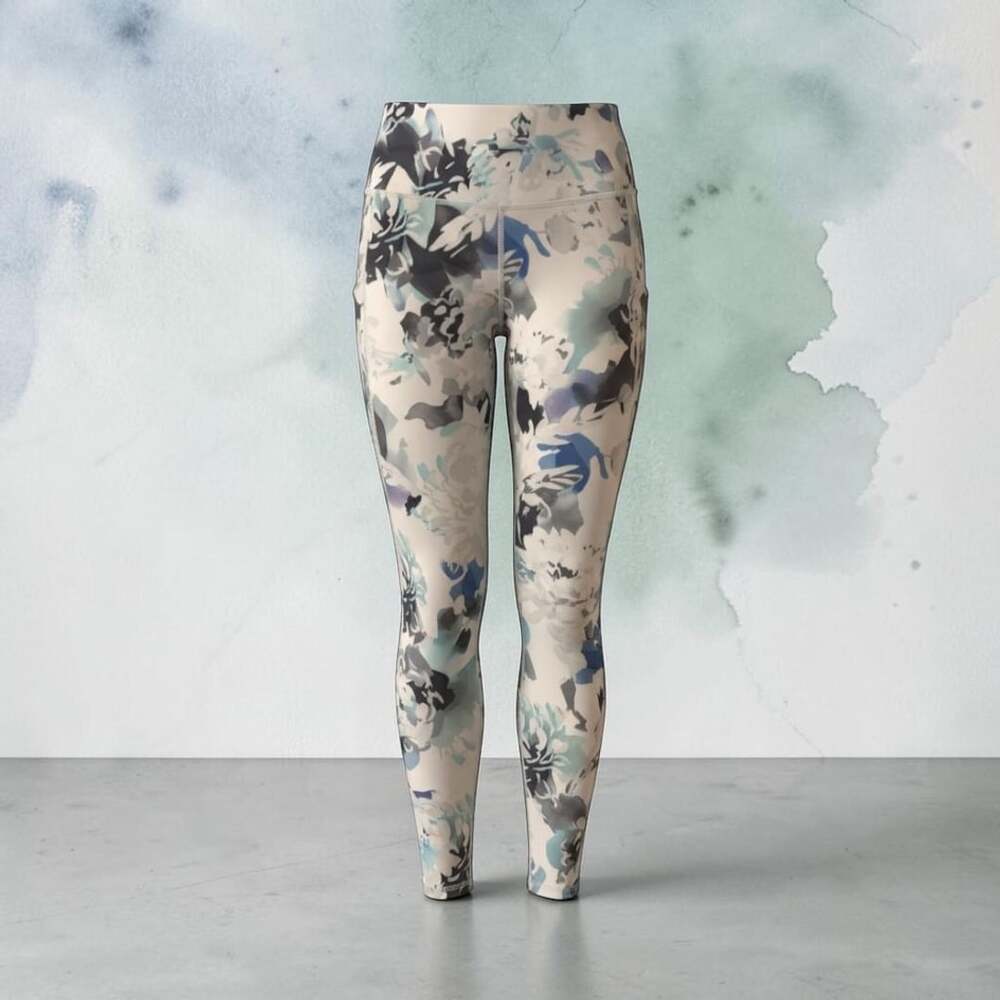 Athleta Women’s XS Floral Leggings Side Pocket Yoga Workout Watercolor